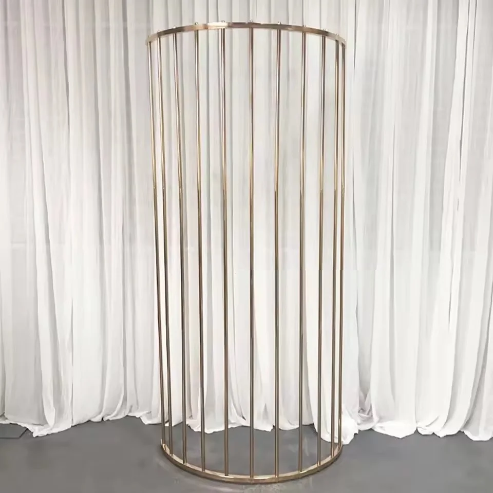 1 Stück Hochzeitsbühnen-Wanddekoration Aktivitätspaneel, halbkreisförmiger Blumenständer aus vergoldetem Metall, Hochzeitsbogen – Detail 8
