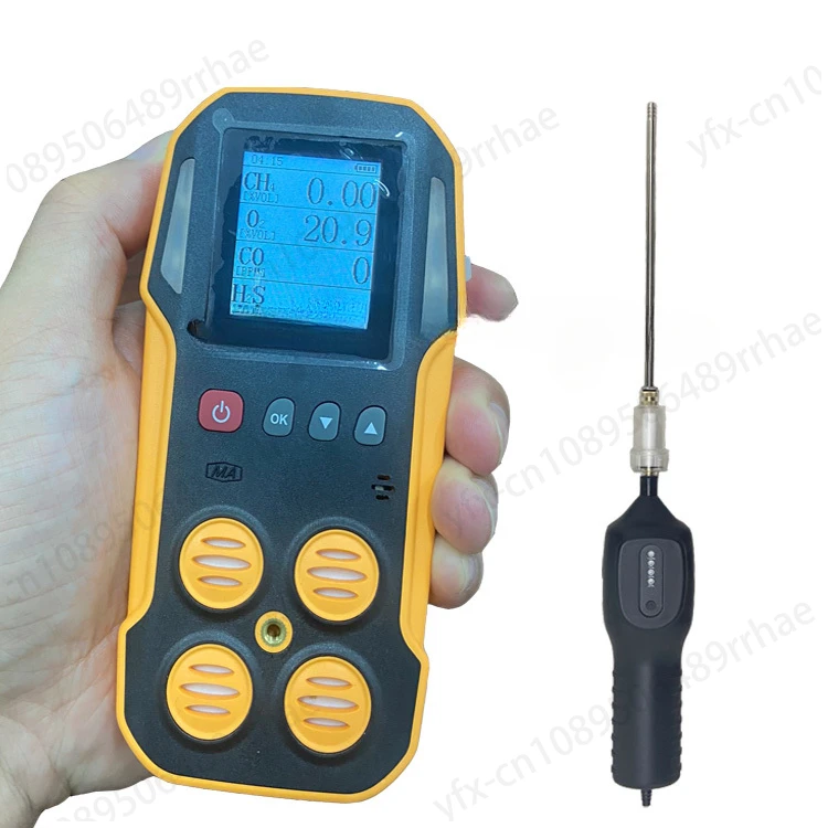 Air Sampling Pump 4 in 1 Gases Handheld Multi Gas Detector Ch4 Co Co2 O2 H2s 3 Alarm Portable Detecting Analyzer