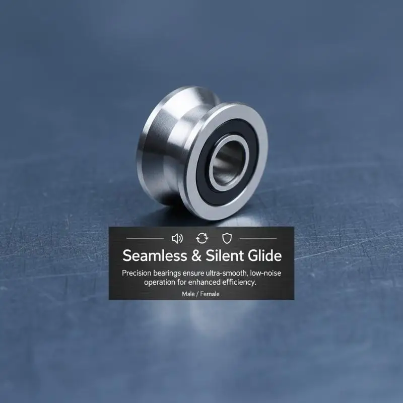 U22 T22 Groove Track Pulley Bearing Round Bottom Sliding Rollers for Easy Door Sliding Installation Hardware Kit view 2