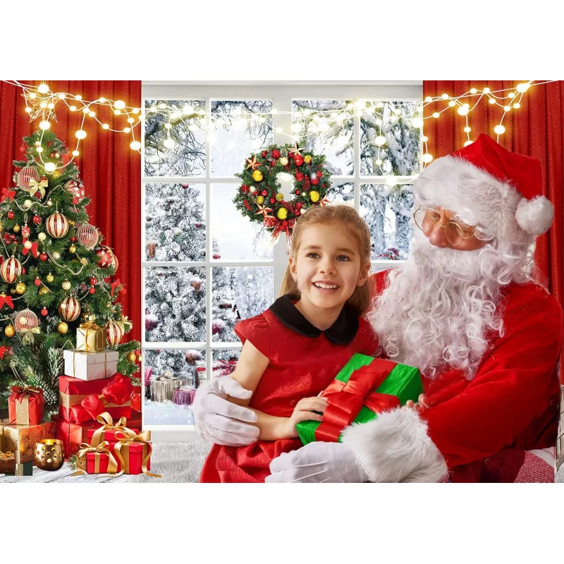 Christmas Window Display Photography Background Tapestry Happy New Year Family Festival Party