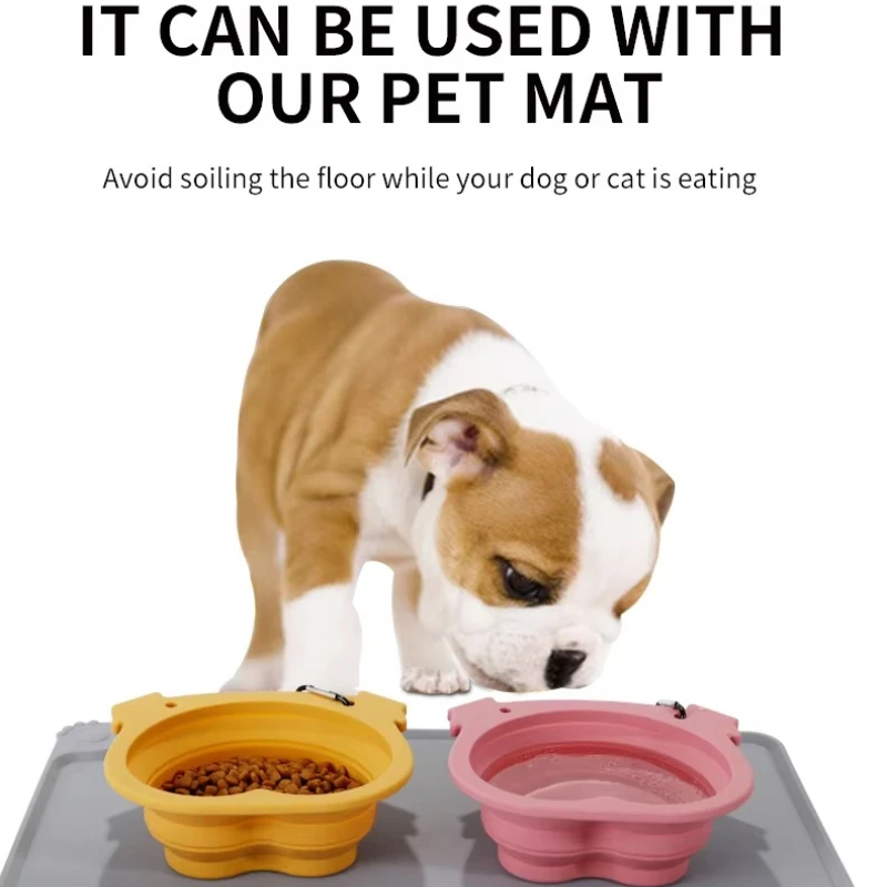 

Portable Personalized Pet Dog Cat Water Food Bowl Bowls Feeder Foldable Collapsible Silicone for Dogs