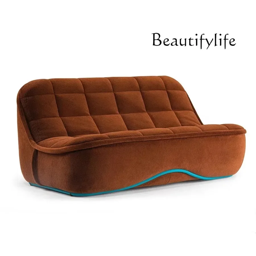 Modern simple new straight row lazy sofa designer light luxury single fabric retro sofa chair