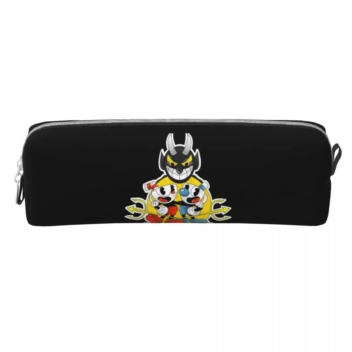 The Cuphead Game Pencil Case Back To School  Cases Square Child Retro Big  Box  Stationery