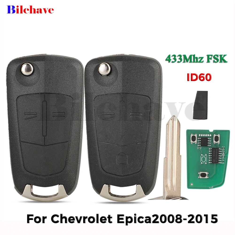 jingyuqin 2/3 Buttons 4D60 Chip 433Mhz FSK Flip Remote Car Key For Chevrolet Epica 2008-2015 DW05 Auto Fob Control