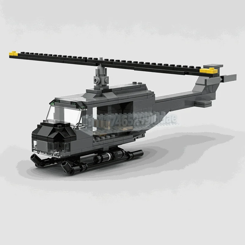 234PCS Gray Utility Helicopter Building Blocks Rotary Wing Aircraft Model DIY Assembly Creative Collection Display Festival Gift