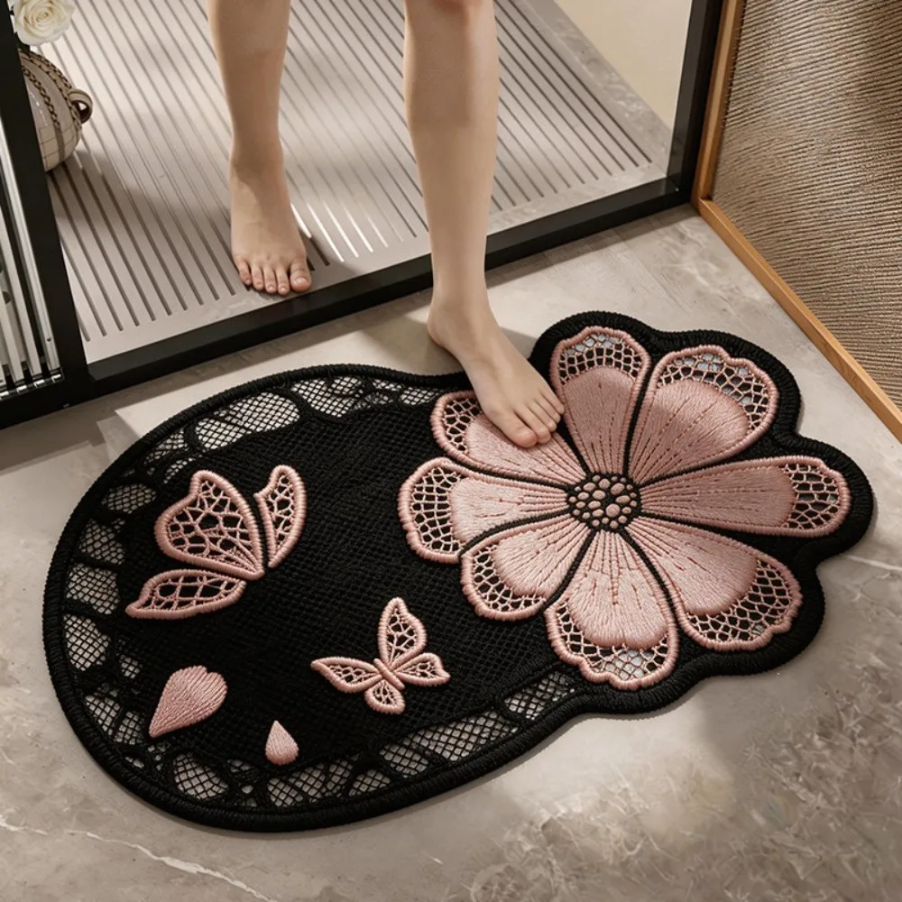 Special-shaped 3D Floral Butterfly Carpet Absorbent Surface Quick Dry Flower Carpet 40*60cm Diatom Mud Door Mat