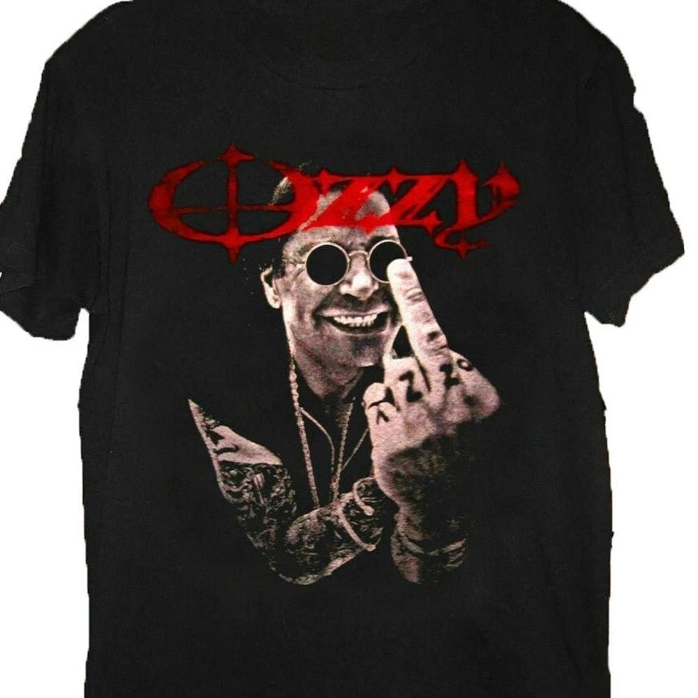 

men clothing Ozzy Osbourne Cd Lgo Middle Finger Raglan Tee Ozzy Osbourne T Shirt I'M Goin' Off The Rails On A Crazy Train