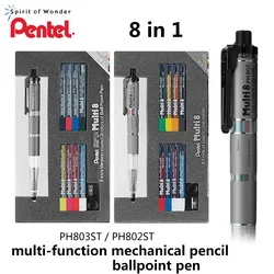 Japan Pentel PH803ST/PH802ST Multi+8 Mechanical Pencil 2.0mm Knock Type Colered Pencils Ballpoint Pen Refill 0.7mm School
