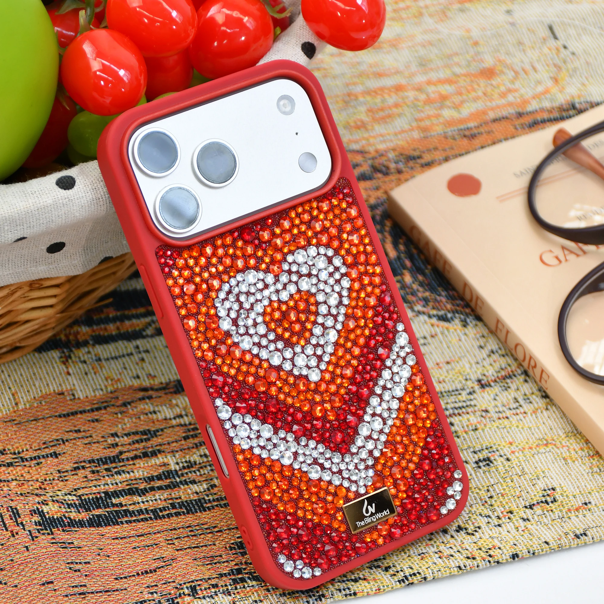 

The Bling World Luxury 3D Heart Crystal Case for iPhone 17 16 15 14 13 Pro Max Plus Gradient Rhinestone Inlaid Women Soft Cove