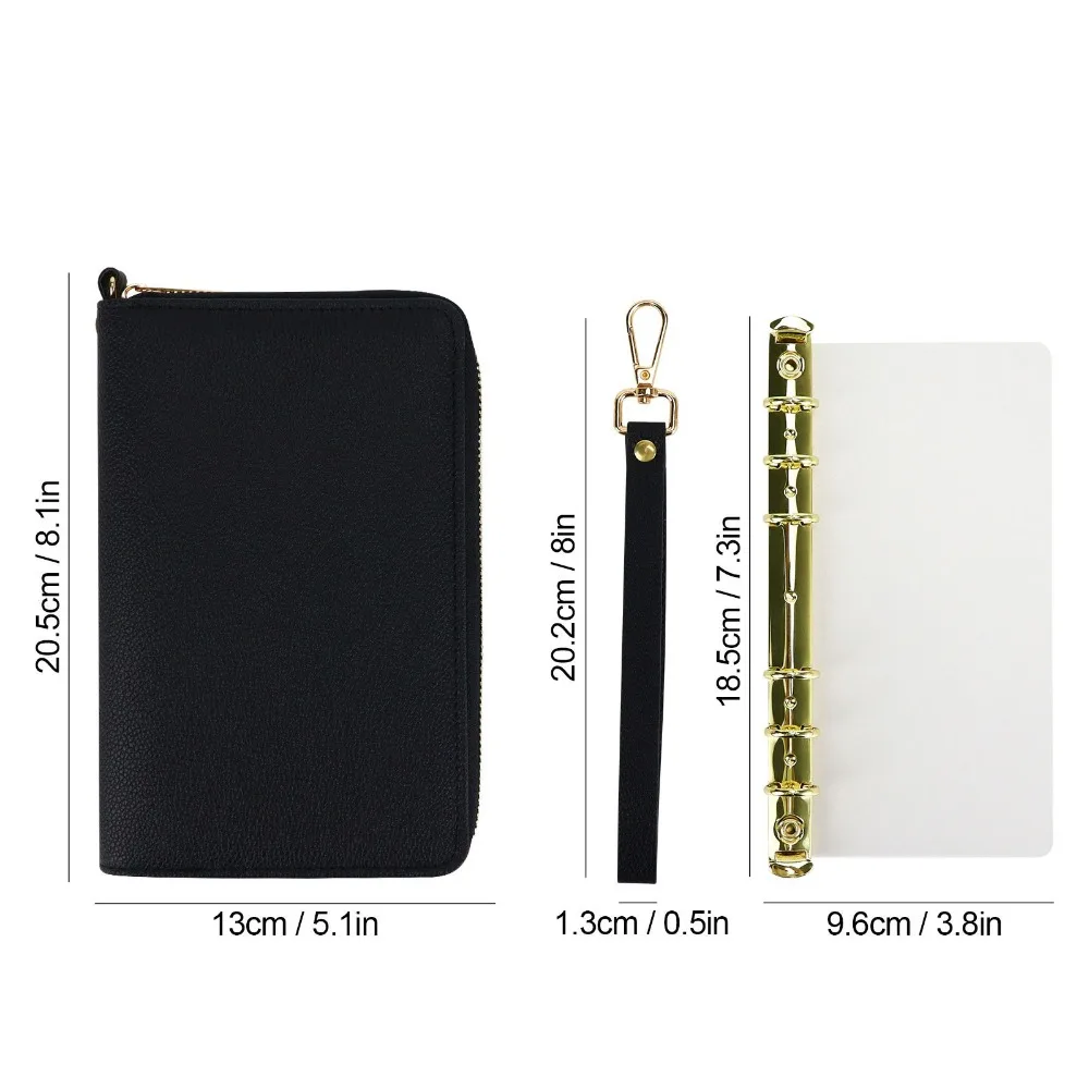 Fashion PU Leather Cash Budget Envelop A6 Portable Loose-leaf Wallet Large Capacity Card Holder Card Bag