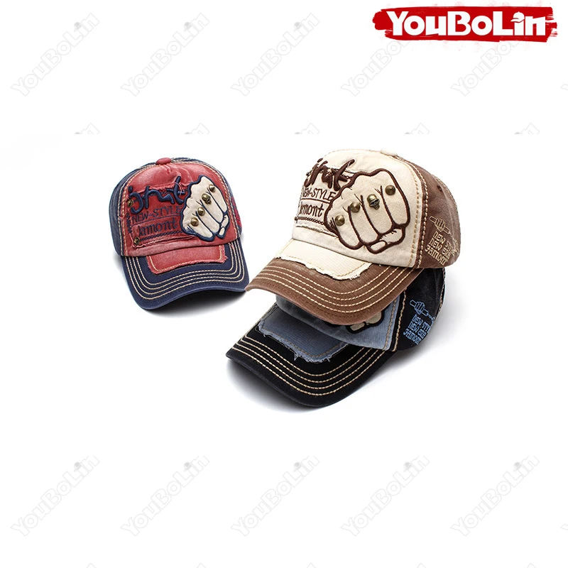 Hochwertige Baseballkappe mit Nieten-Element und Stickerei, Verstellbare Hip-Hop-Mütze, Trucker-Caps, Dad Hats – Detail 4