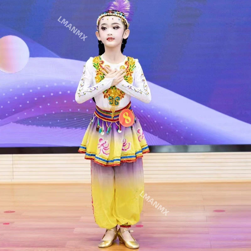 

Children's Xinjiang Dance Performance Costumes -56 Ethnic Minorities, Uyghur, Uyghur Dance Pants