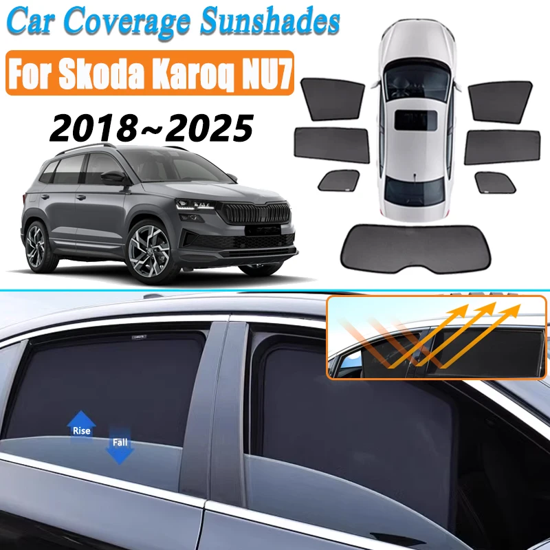 

For Skoda Karoq NU7 2018-2022 2023 2024 2025 Car Mesh Sun Shade Magnetic Sunshade Windshield Side Window Visor Tools Accessories