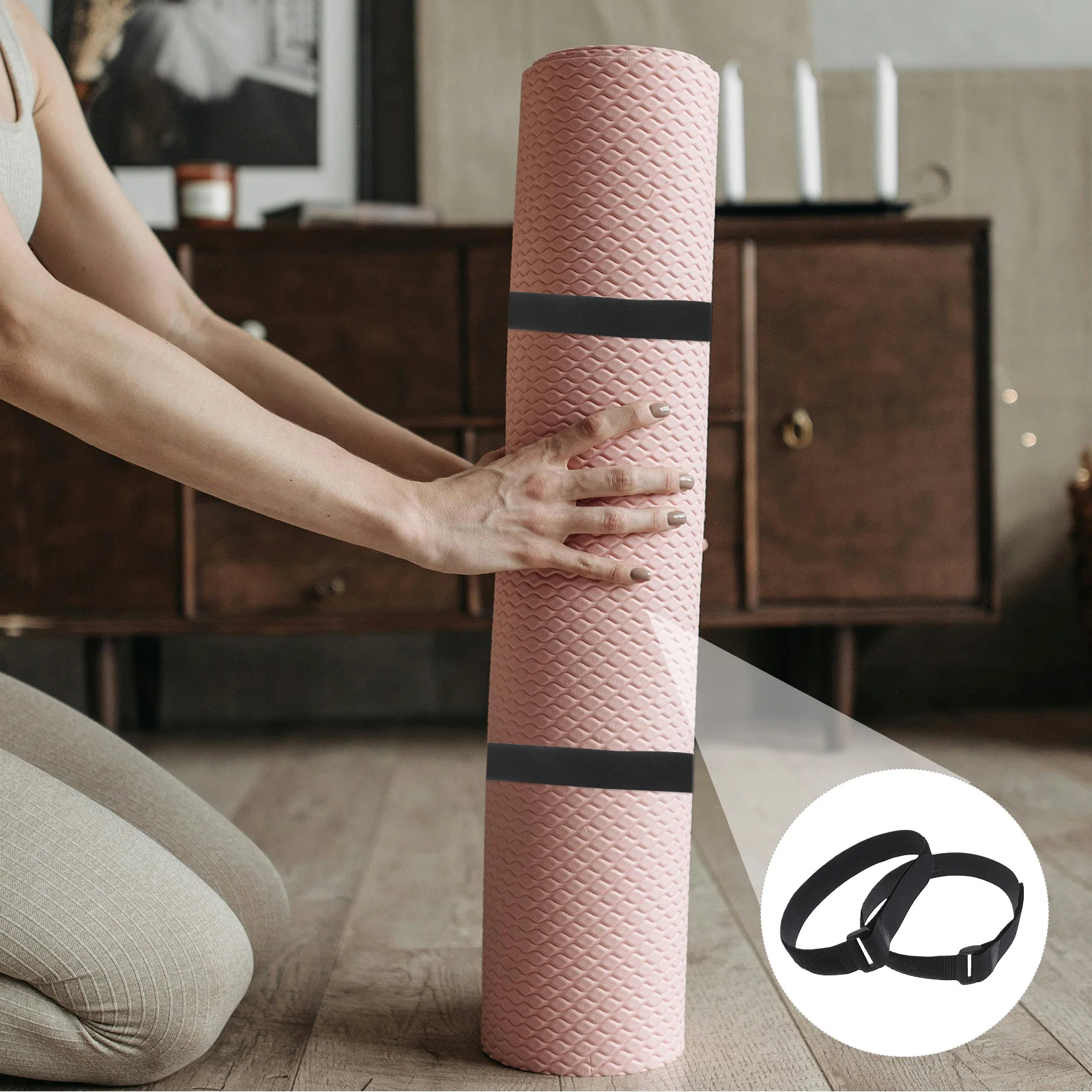 

12PCS Yoga Mat Straps 25x400mm Black Nylon Adjustable Carrying Straps for Mats Portable Fitness Accessories Yoga Practice