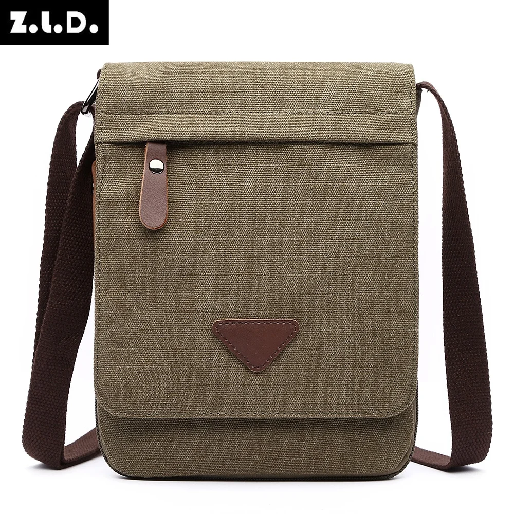 Mini Canvas Shoulder Bags for Men Solid Colors Messenger Strong Fabric Vintage Style Crossbody Bags 2021 New Design