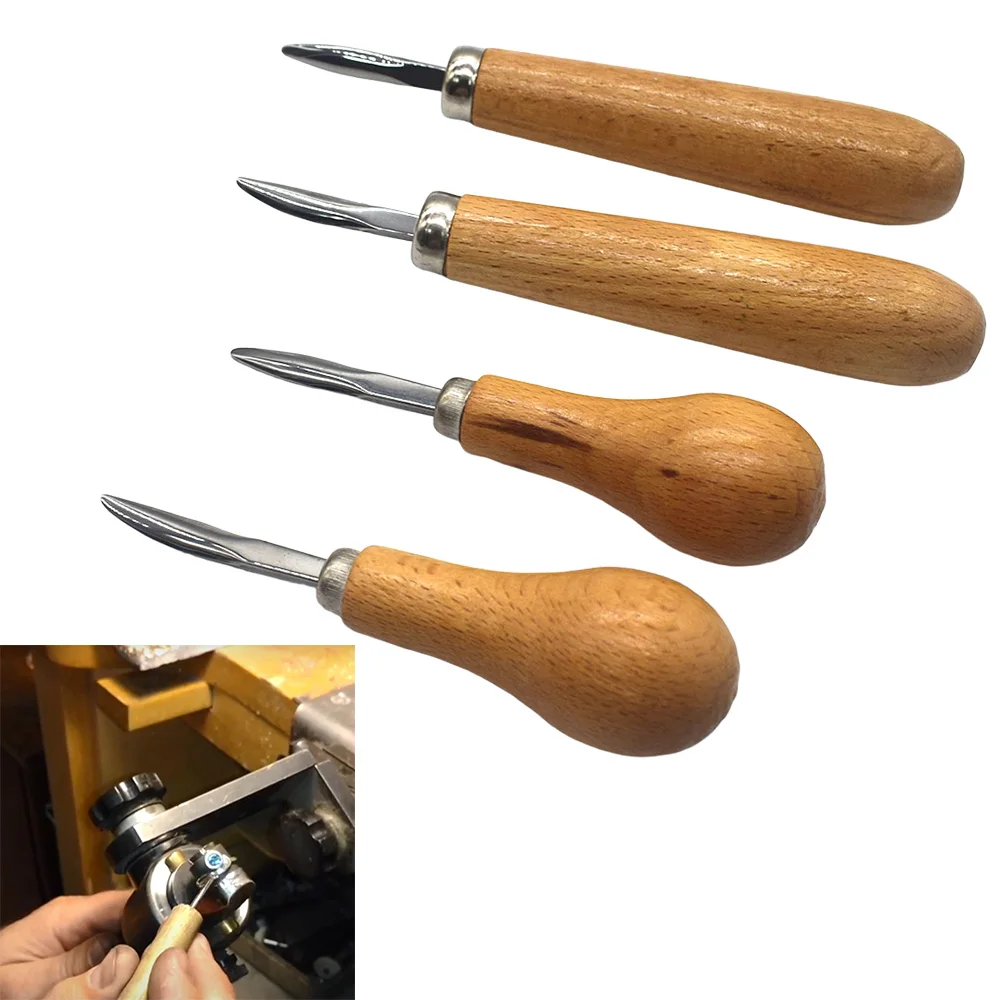 Herramienta de ajuste de piedras preciosas de joyería, empujador de herramienta manual para juego de bisel de diamante con mango de madera