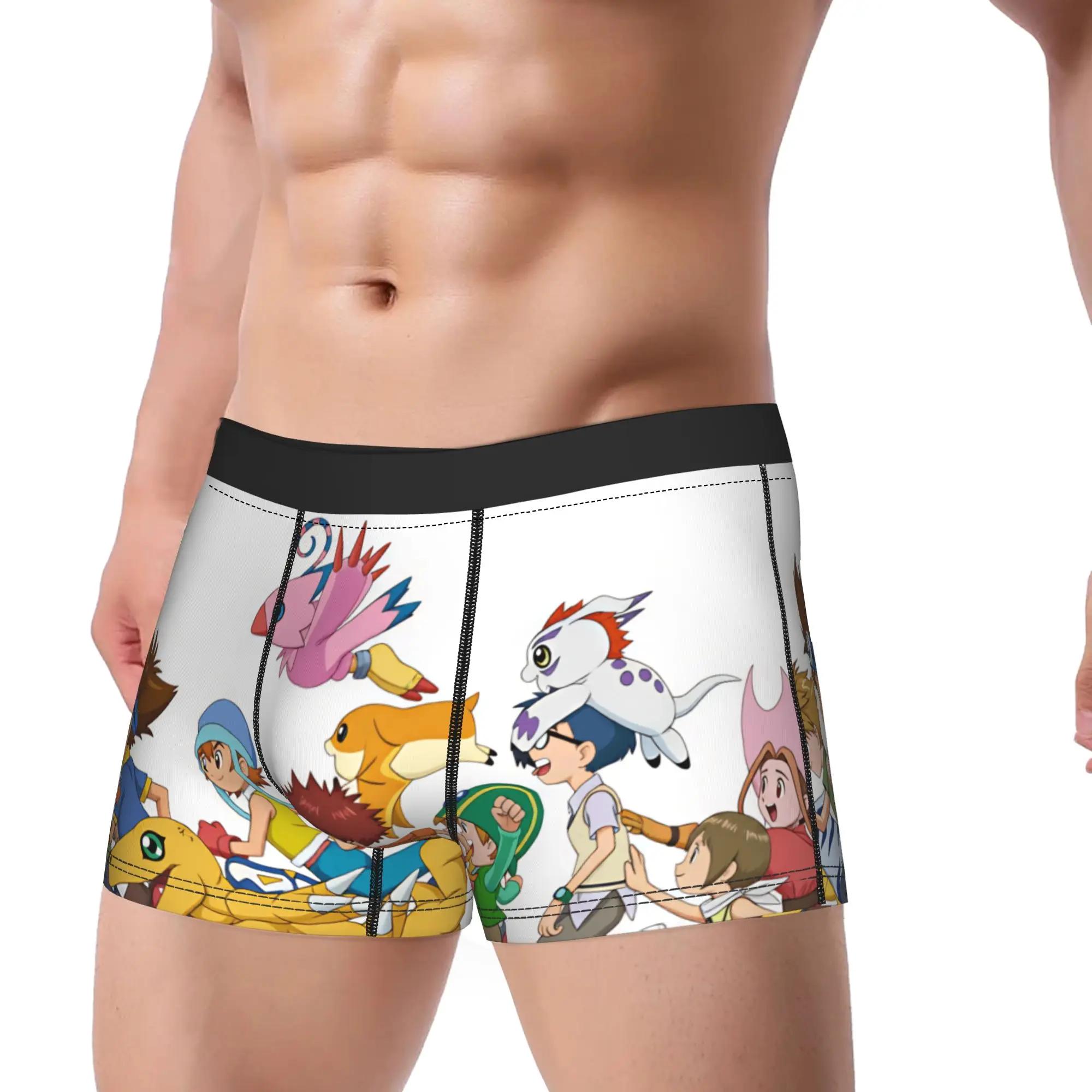 Digimon Adventure 01 All Characters Boxer Shorts  Pouch Underwear High Quality Custom Shorts Briefs Comfortable Men Underpants