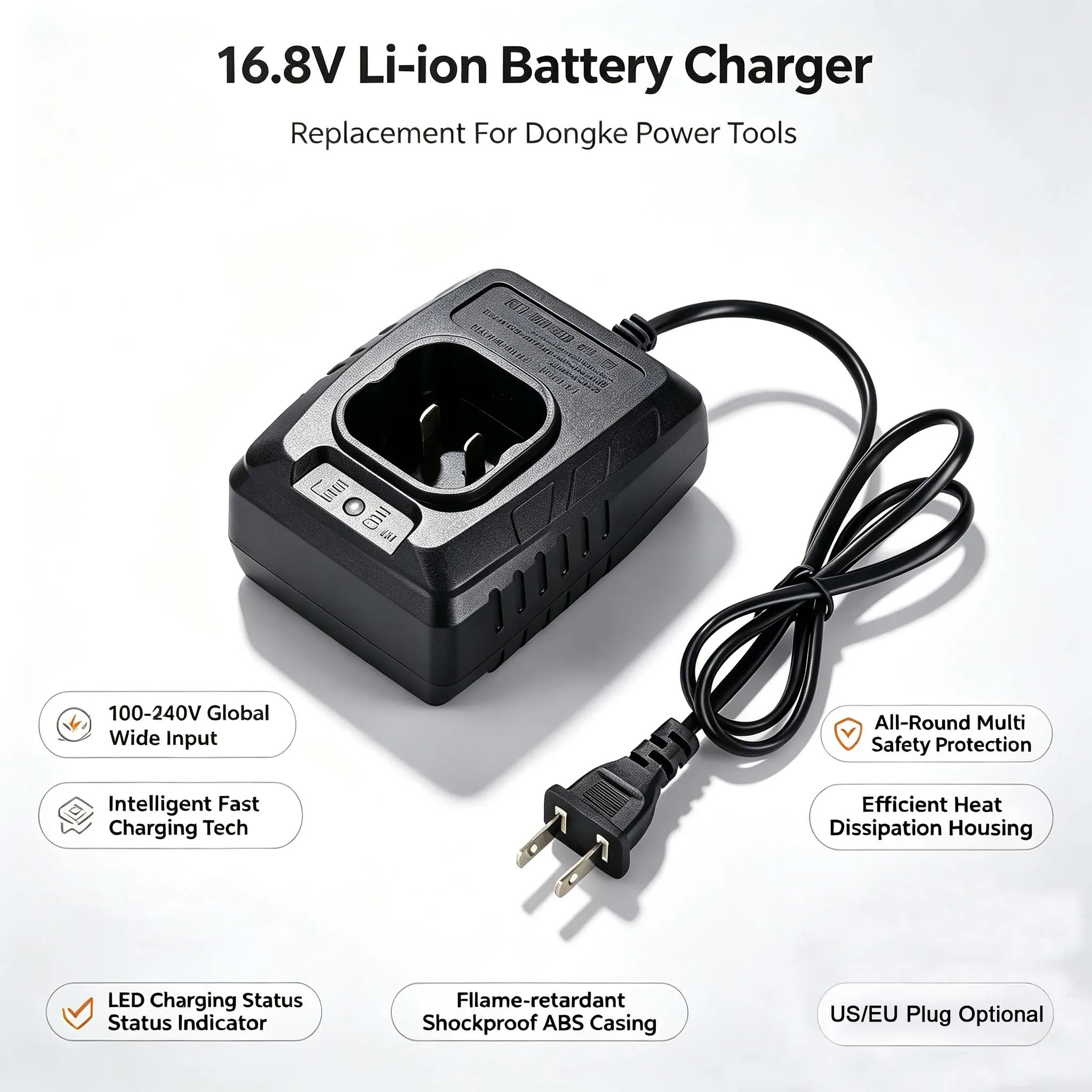 Lithium Battery Charger DongKe 16.8V Square Base Dedicated Electric Charger for 18V Lithium Battery Electric Tool Base Charging