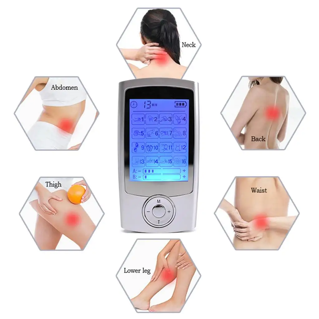 Rechargeable TENS Unit Muscle Stimulator Device Digital Therapy Machine