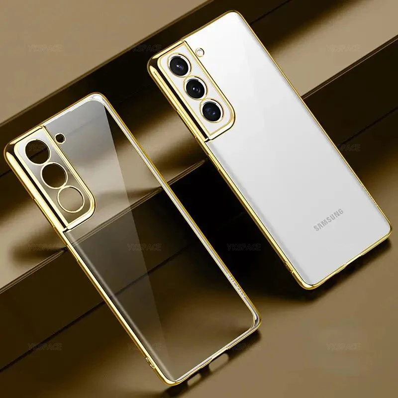 7Colors Plated Edge Soft Clear Silicone Case dla Samsung Galaxy S20 S21 S22 S23 FE S24 Plus Note 10 20 Ultra Plating Phone Cover
