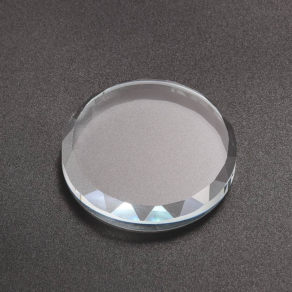 45MM Laser Faceted Prism Glass Round Clear Crystal Crafts Trophy Base Display Stand Grafted Eyelashes Manicure Spacer Tray Decor