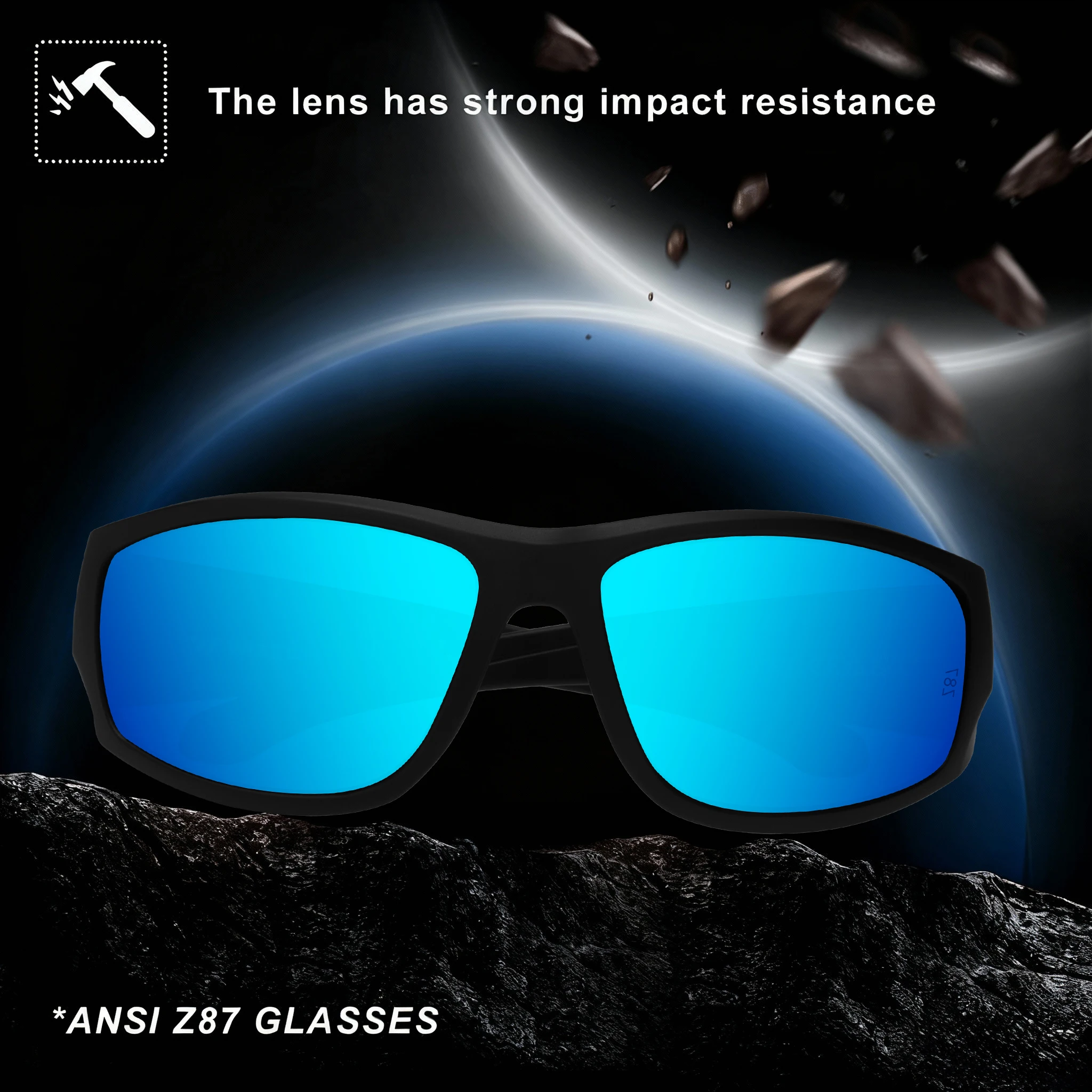 XL Wrap Around Sunglasses UV400 TR90 Ultralight Safety Z87 Impact XL Wrap Around Sunglasses UV400 TR90 Safety Eyewear main image 2