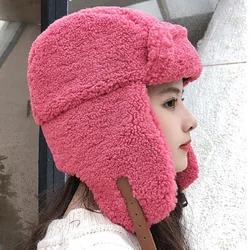 Sombrero de bombardero Y2K para mujer y niña, gorra de piloto y tropa, gorros de imitación, orejeras Ushanka rusas, gorros cálidos, invierno, nieve, esquí, clima frío al aire libre