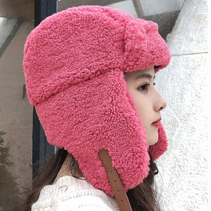 Y2K Girls Women Bomber Hat Pilot Trooper Cap Faux Bonnets Russian Ushanka Earflap Warm Caps Winter Snow Ski Outdoor Cold Weather