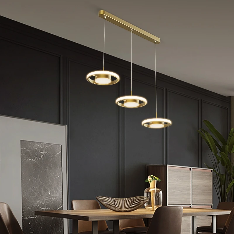 New style Modern Luxury 3-head Chandelier For Dining Room Brass Strip Creative Art Indoor Decoration Restaurant Droplight Bar