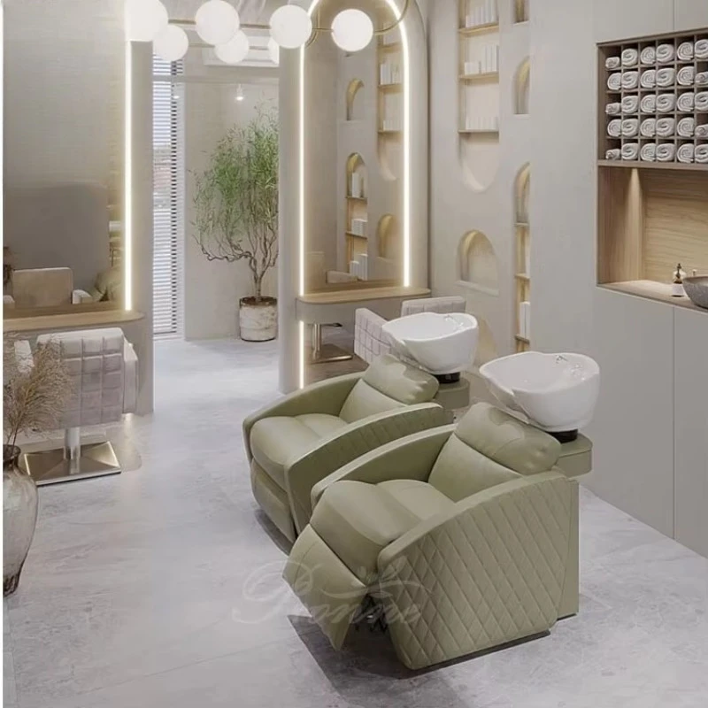 Hair Salon Furniture Modern White Shampoo Bowl Shampoo Chair