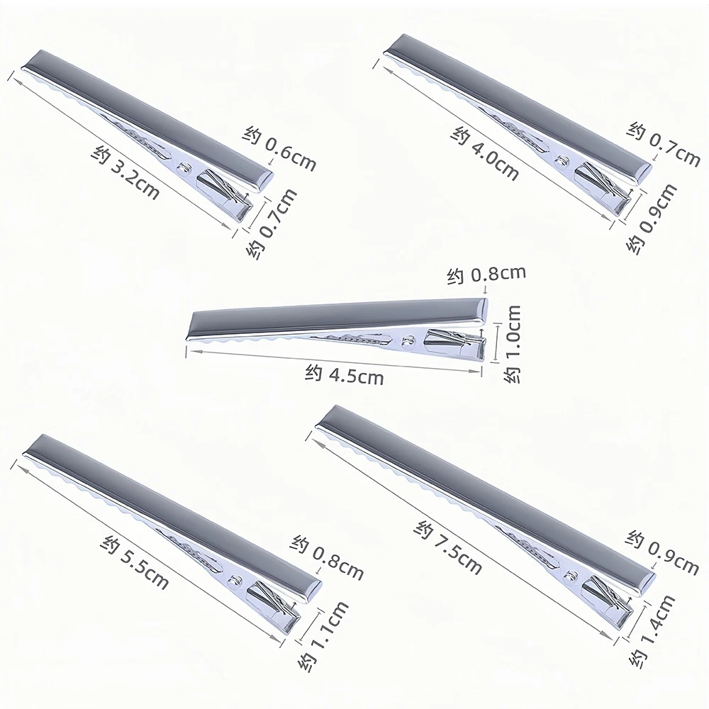 20Pcs 32/40/45/55/75mm Flat Metal Single Prong Alligator Hairpin Clip Base for DIY Hair Clips Jewelry Making Accessories