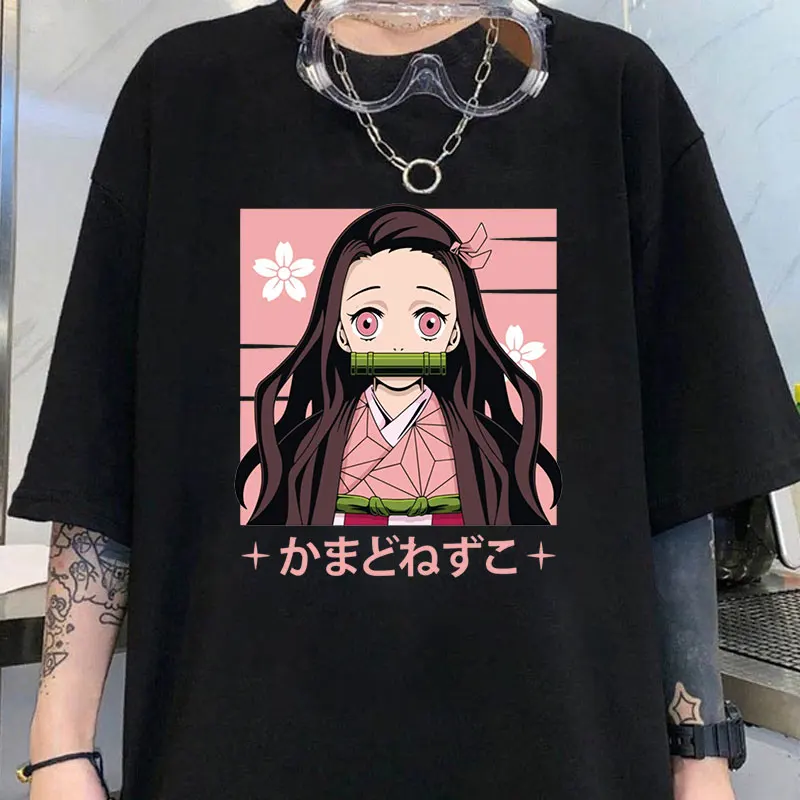 

New Funny Anime Kamado Nezuko Graphic Print T-Shirt Cool Summer Soft Harajuku Short Sleeve Plus Size Tops