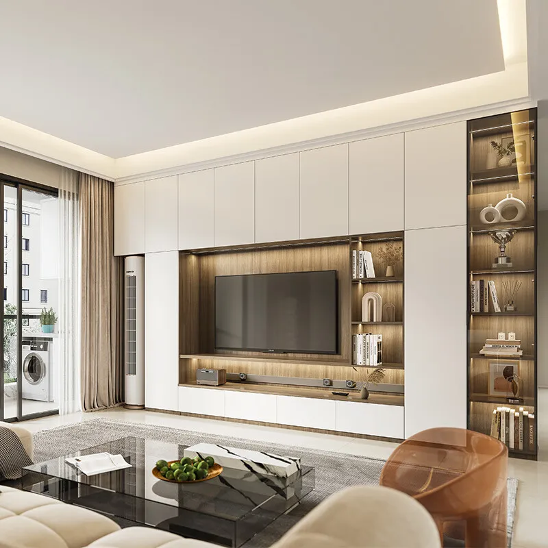 Factory direct. Custom design of living room backwall and TV cabinet for storage. TV cabinet.