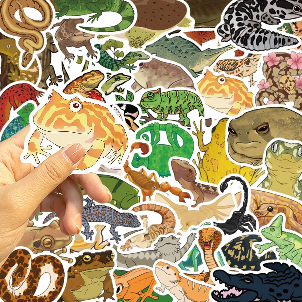 10/30/50pcs Reptile Funny Lizard Snake Frog Stickers Cartoon Decals Toys Graffiti DIY Scrapbook Phone Skateboard Bike Decoration