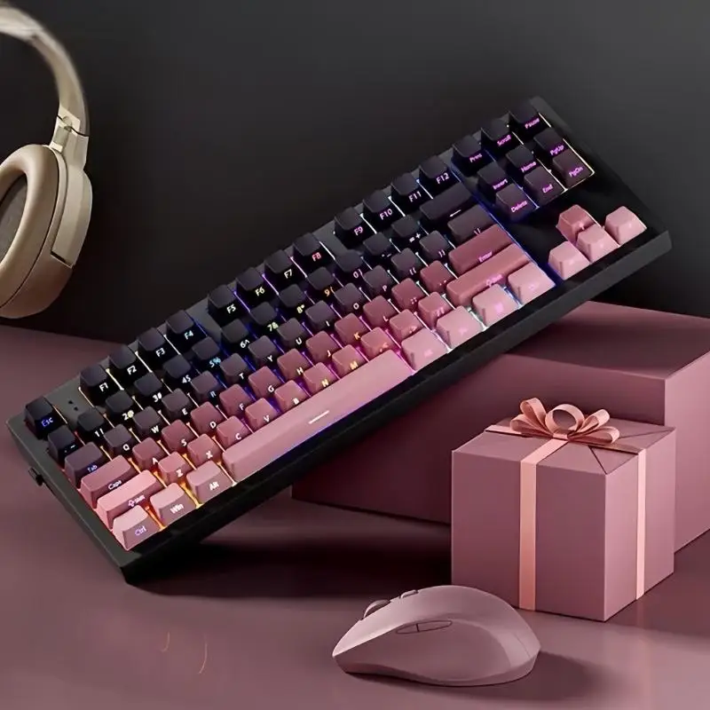 652F 133 Keys Gradation Caps Set PBT Engraved Side Keycaps Replacement for 6.25U Keyboards Gaming Accessories