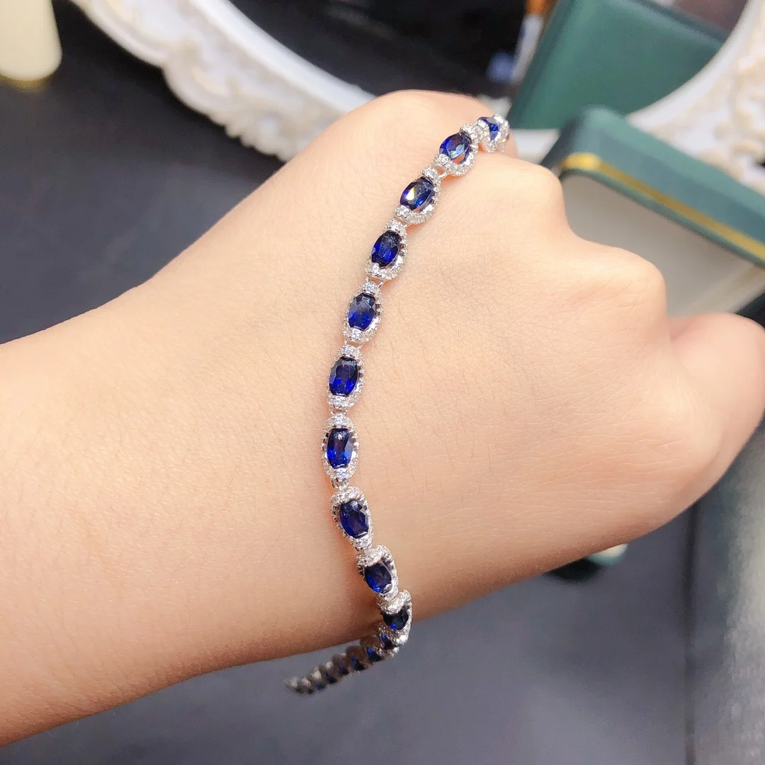 

Rich color S925 Sterling Silver Luxury Natural sapphire bracelet Ladies Colorful beautiful special gift bag Mail boutique