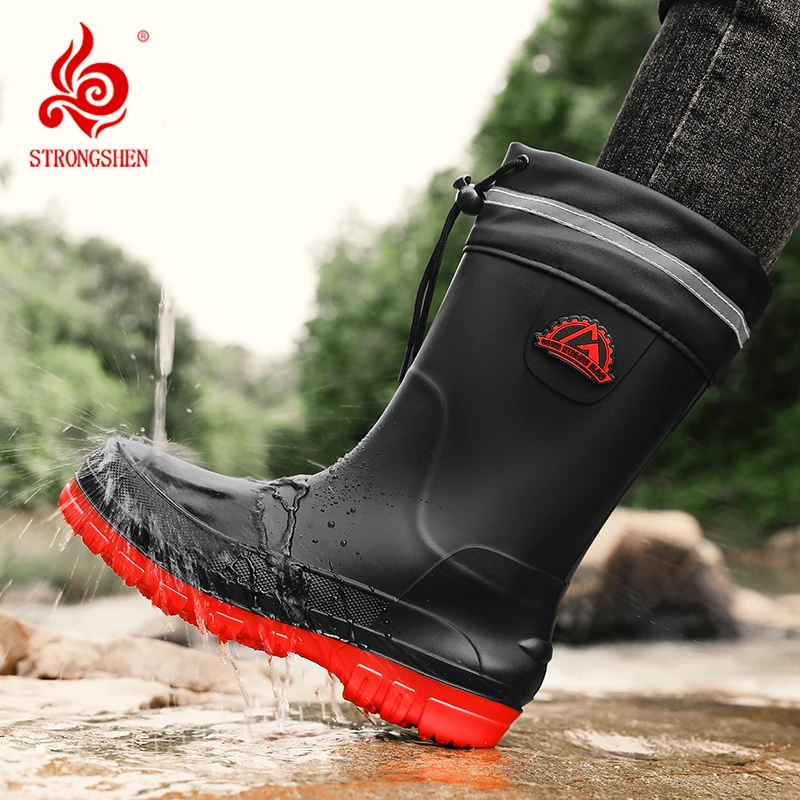 

Men Rain Boots Fashion Non-slip Comfort Waterproof Footwear Water Shoes for Men Outdoor Hiking Rainy Days on Foot Camping Boots