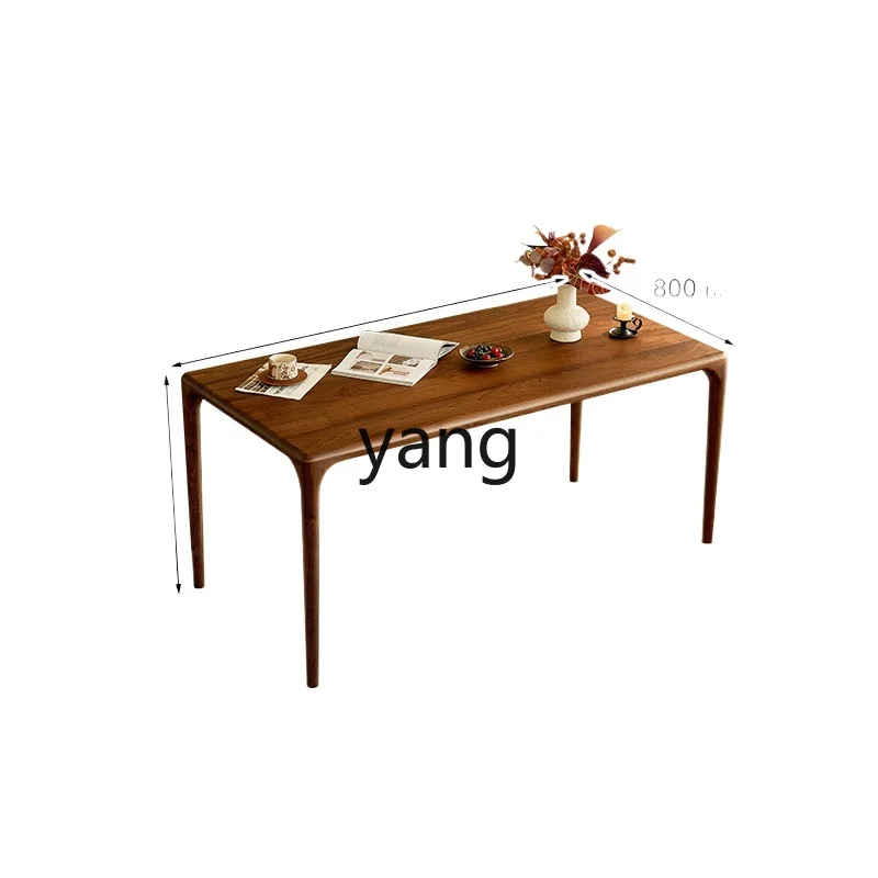 

LTT black walnut dining table modern simple solid wood dining table household rectangular living room dining table
