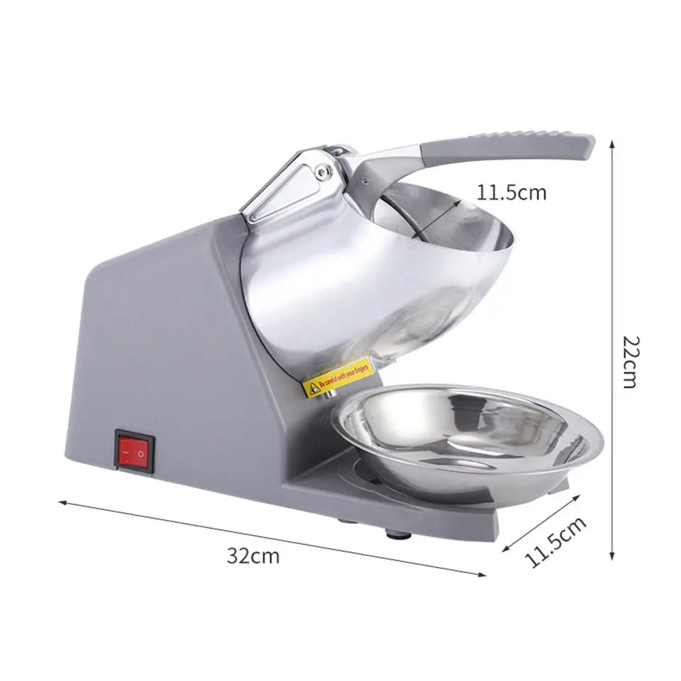 HD108 Stainless Steel Electric Ice Crusher Machine Household Snow Cone Shaver Maker For Summer Smoothie Shaved Ice Making