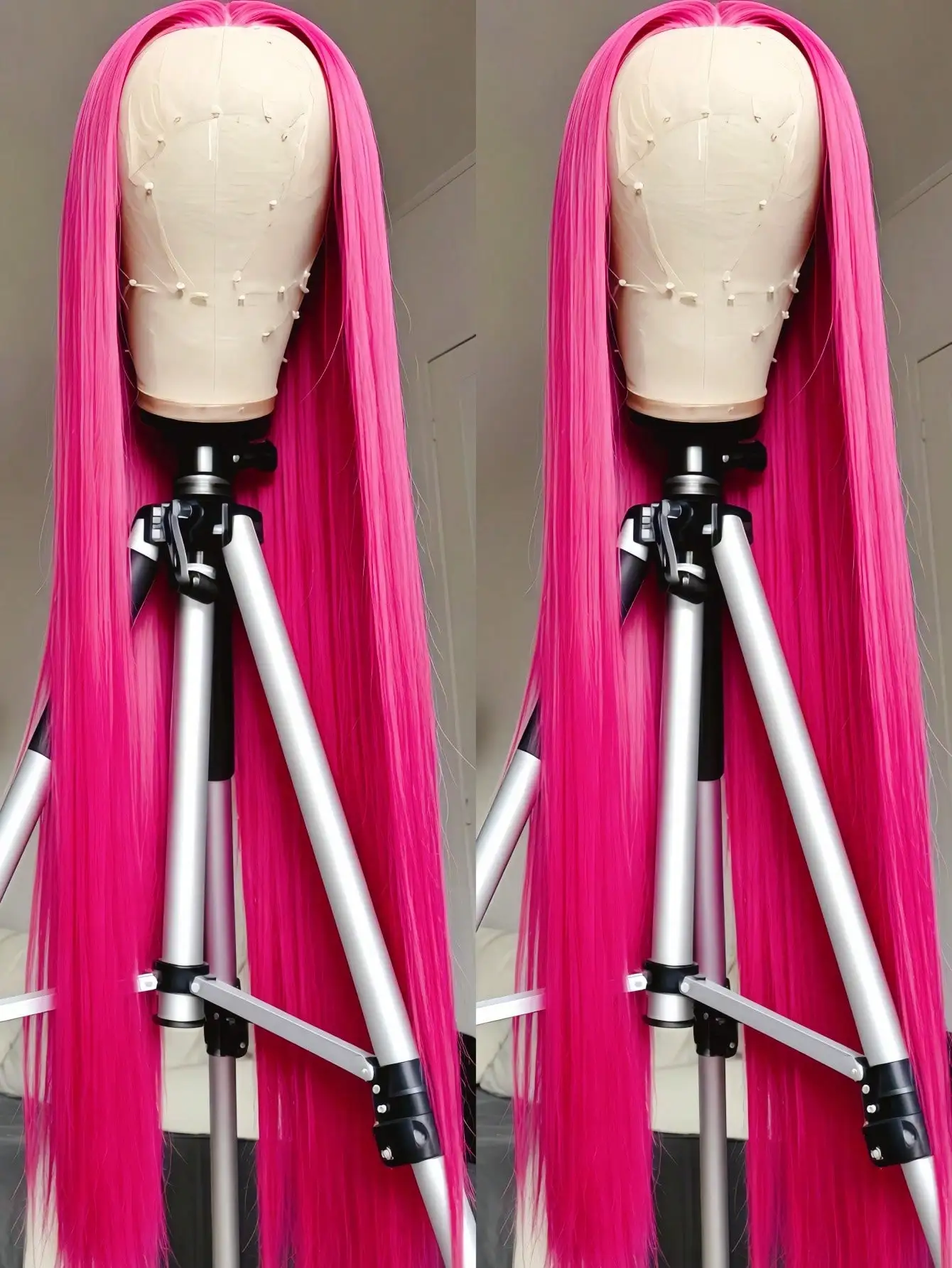 

200 Density Dragon Fruit Straight 13X4 HD Transparent Lace Frontal Glueless Human Hair Wigs for Women