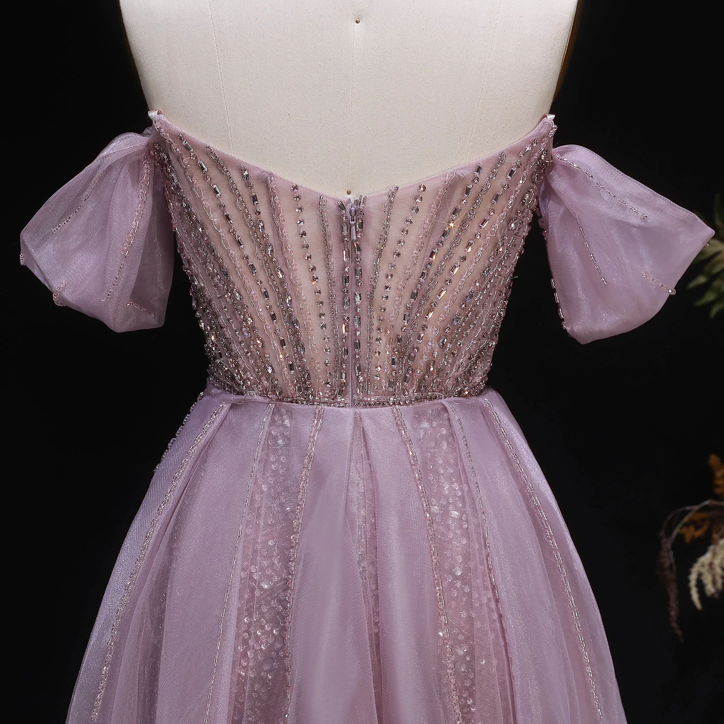 Sharon Said Elegantes Schulterfreies Abendkleid mit Überrock, Luxuriöses Perlenbesetztes Meerjungfrauenkleid für Arabische Damen, Formelle Partykleider SS120 Maßanfertigung – Detail 11