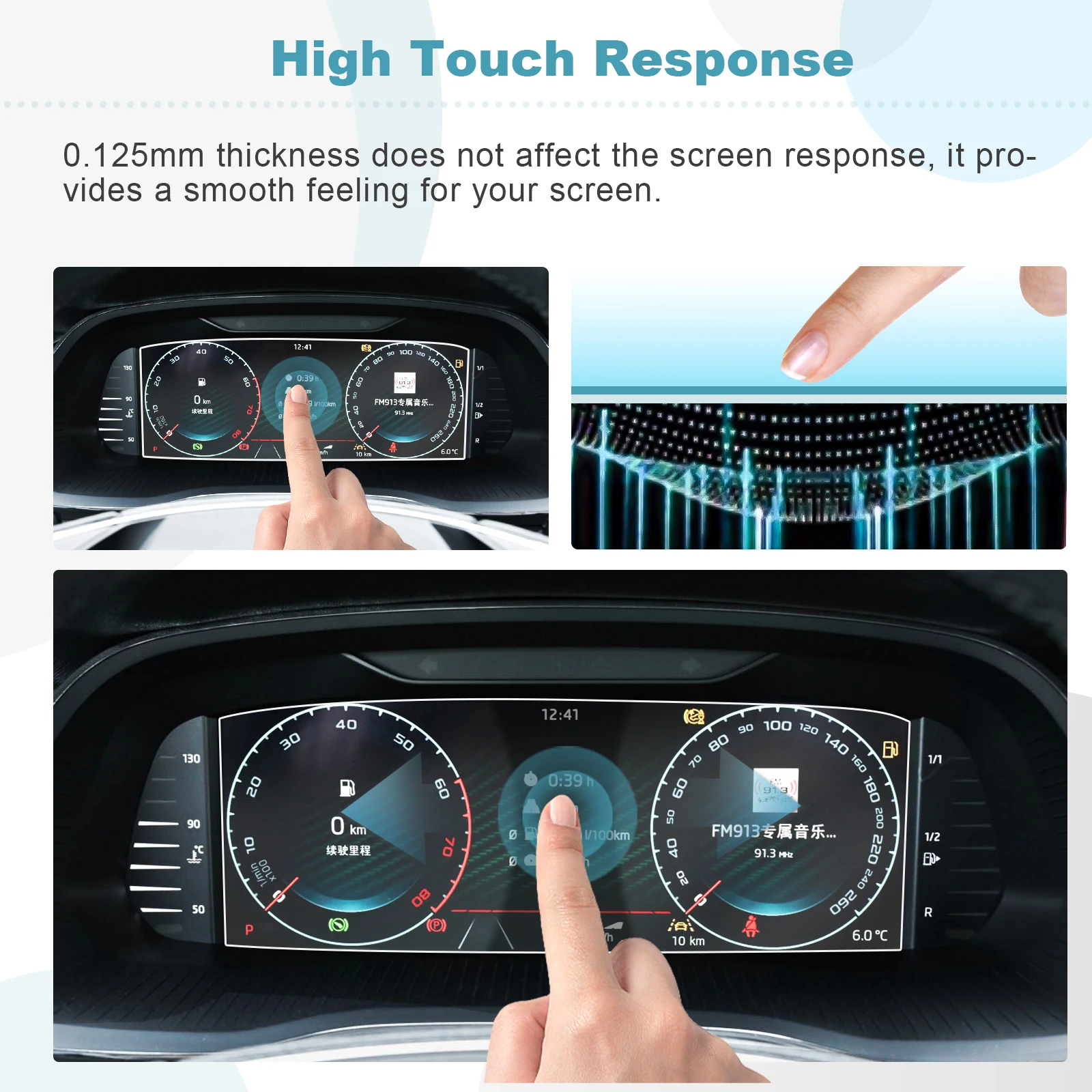 LFOTPP do Skoda Octavia MK4 / Skoda Kamiq 2022 2023 2024 10,25-calowy cyfrowy kokpit samochodowy Nano Screen Protector Skoda Octavia Akcesoria — zdjęcie 3