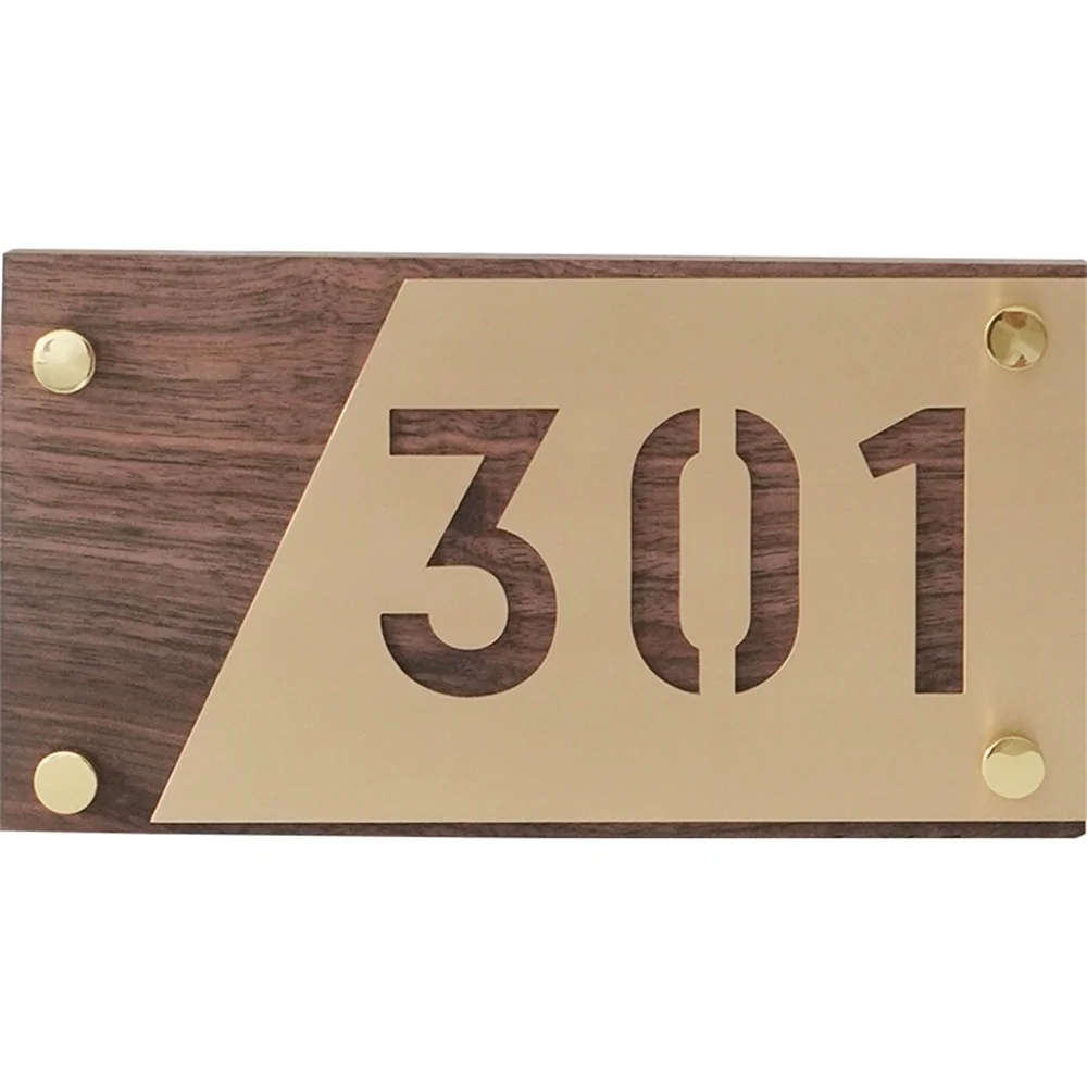 Creative Metal Shop Doorplate Hollowed Out Nordic Style Box Brand Personalized Walnut Wooden Household Listing