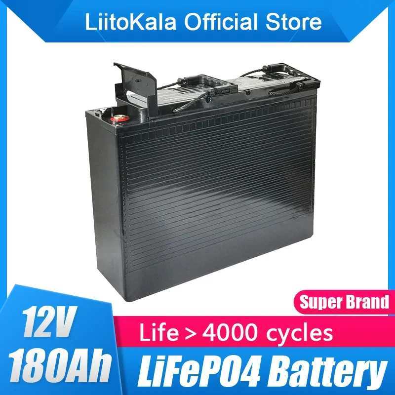 

LiitoKala 12V LiFePO4 Battery 180Ah RV Campers Waterproof Golf Cart Batteries 4000 Cycles Off-Road Off-grid Solar energy 100ABMS