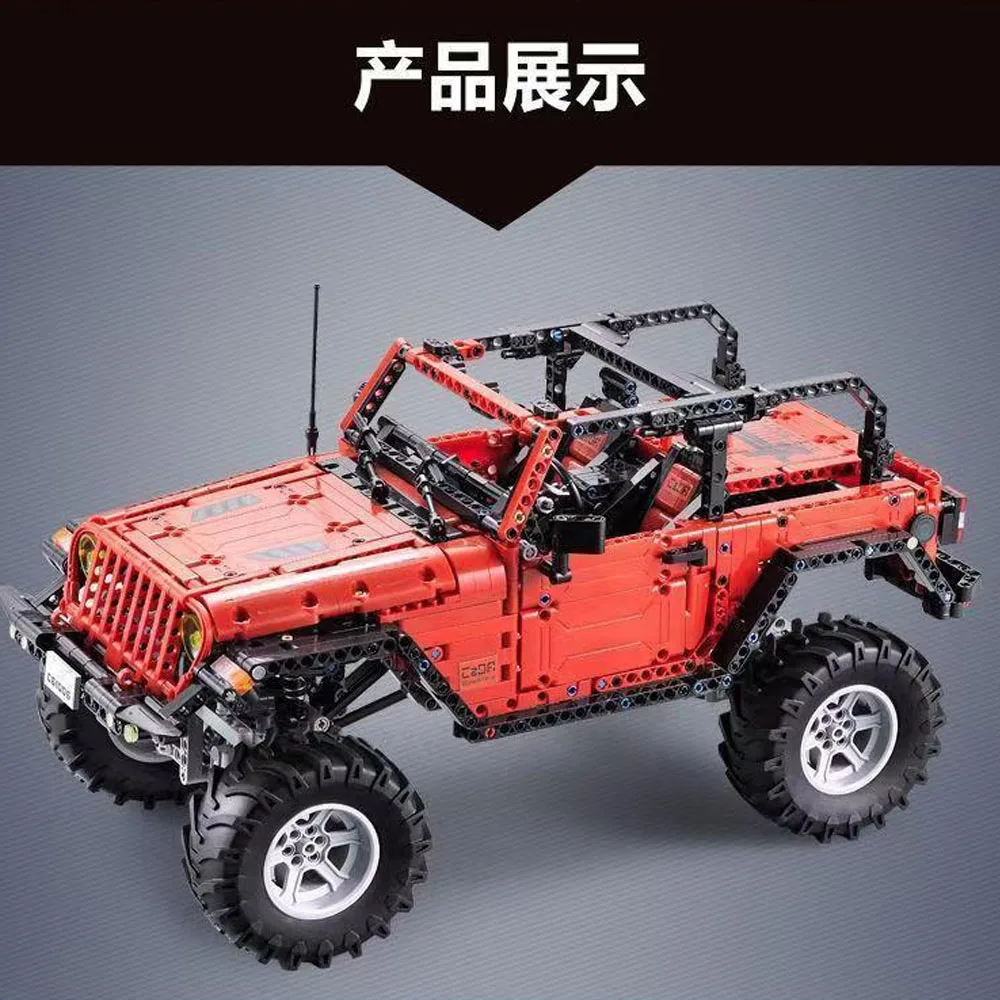 creative expert Technic 1:8 SUV big foot car Jeep rcing car with  motor moc Building Block model toy gifts Christmas 1941pcs