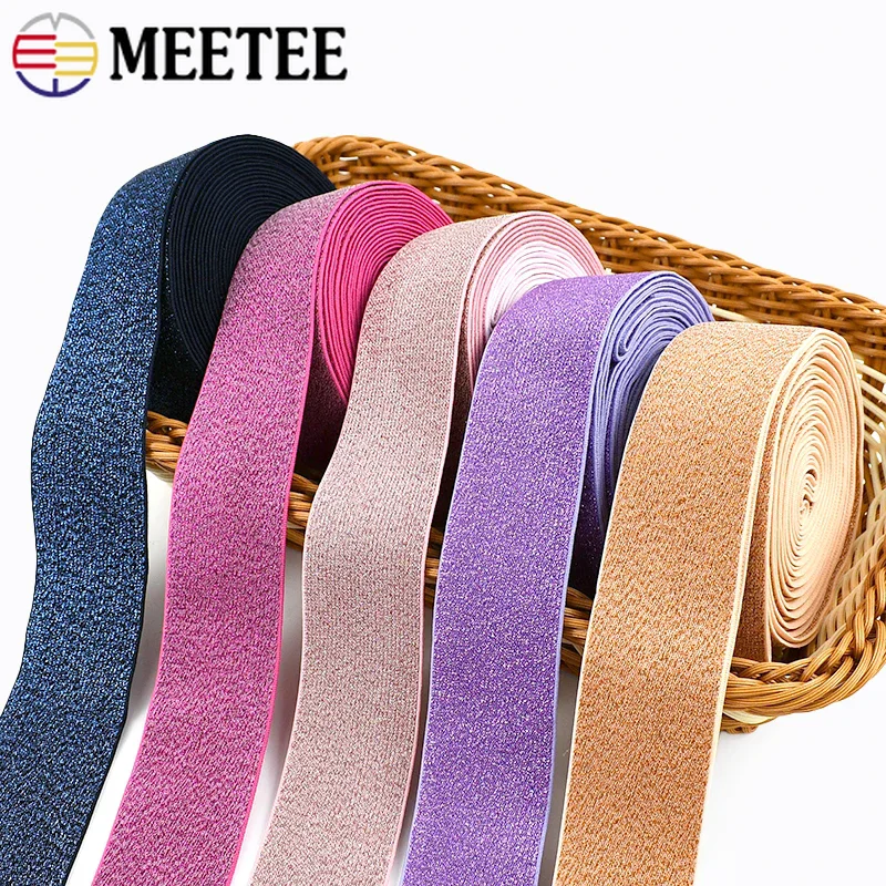 

2/3/5M Meetee 25/30/40/50mm Colorful Nylon Elastic Band Clothing Waistband Rubber Bands Decor Stretch Tape DIY Sewing Accessory