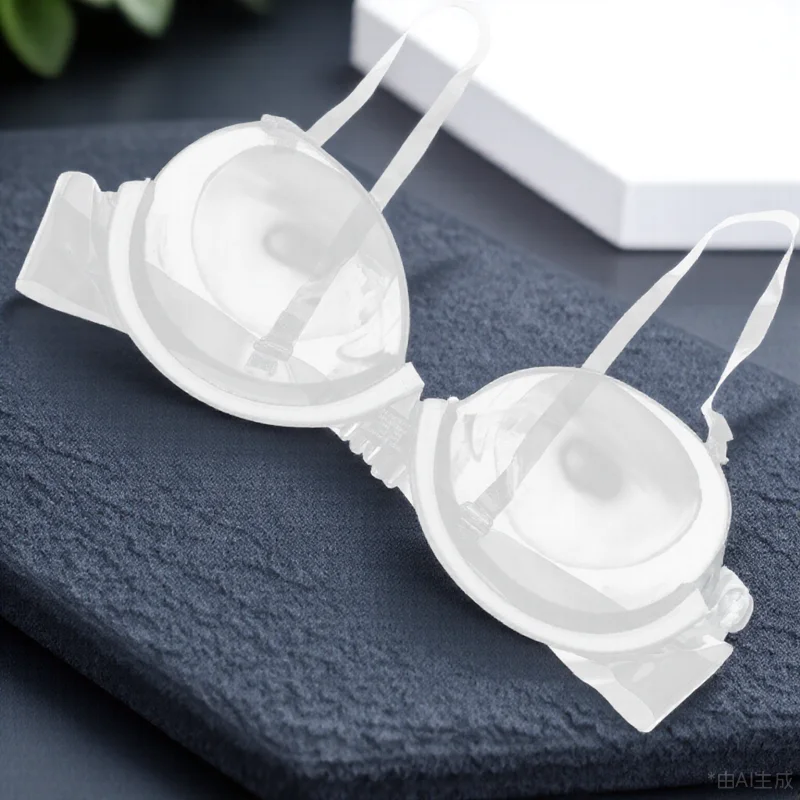 

3/4 Cup For Women Transparent Disposable Plastic Bra Adjustable Straps Back Closure Travel Bra No Wash
