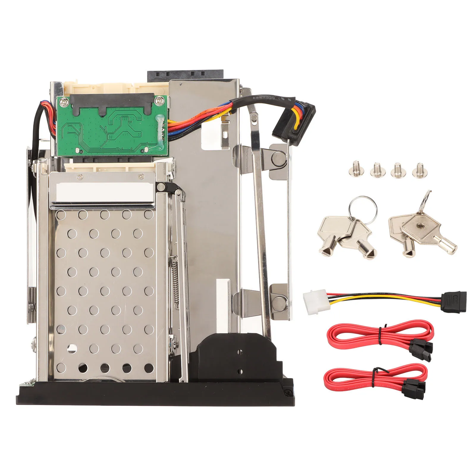 Gabinete interno de 2,5 polegadas e 3,5 polegadas, gabinete de disco rígido sem bandeja, baía dupla, permutável a quente, fácil de instalar, remoção para computadores