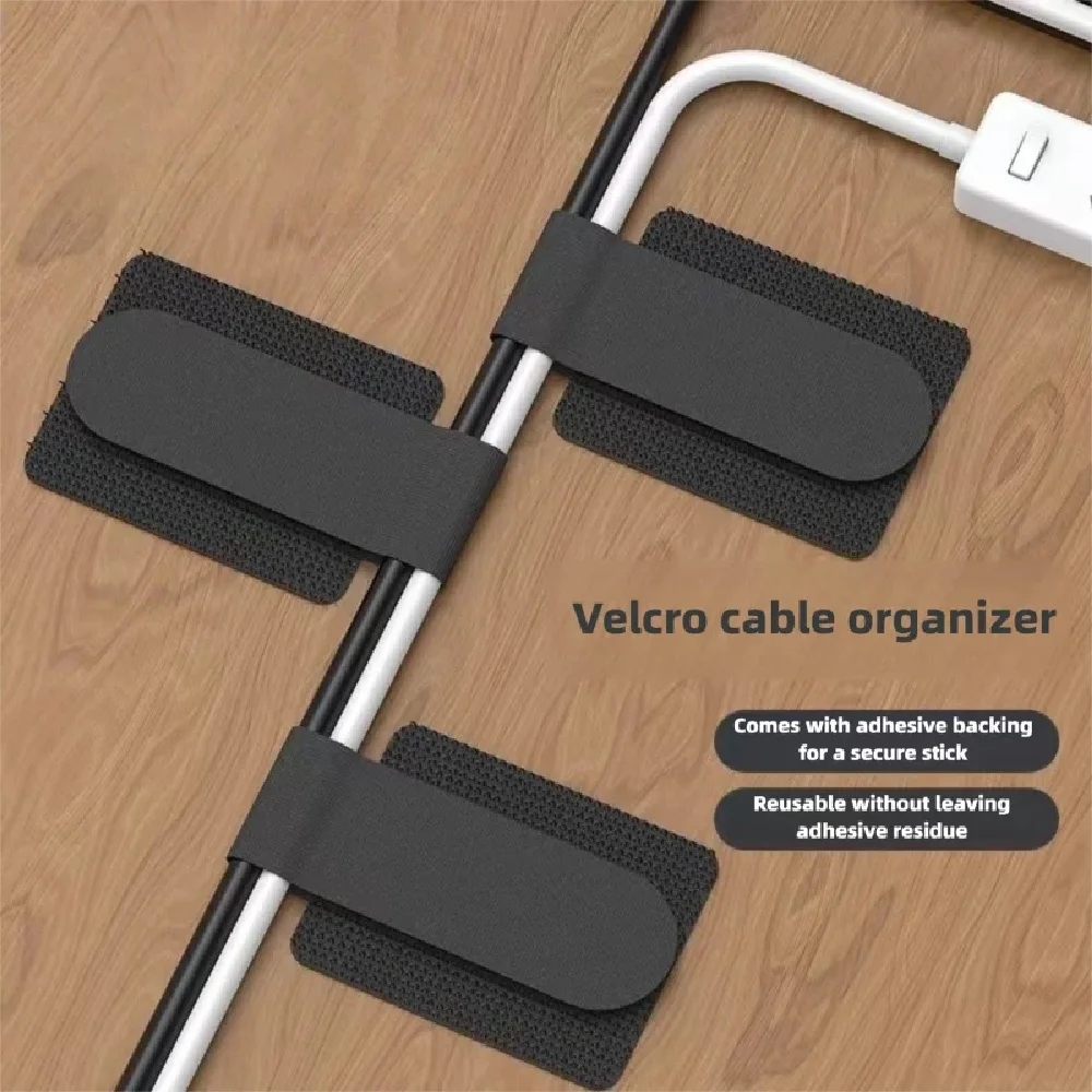 10pcs Ties Fastening Wire Reusable Cable Organizer Cord Rope Holder Self Adhesive Adjustable Cord Organizer Straps Management