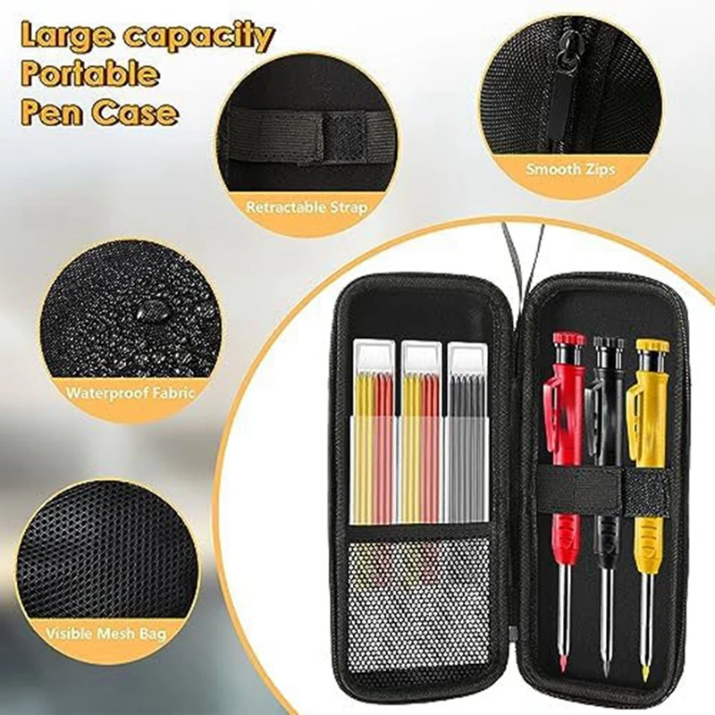 1Set Woodworking Pencil With Retractable Holder Retractable Pen Holder Construction Markers ,For Woodworking